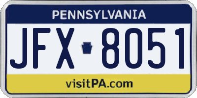 PA license plate JFX8051