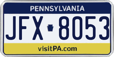 PA license plate JFX8053