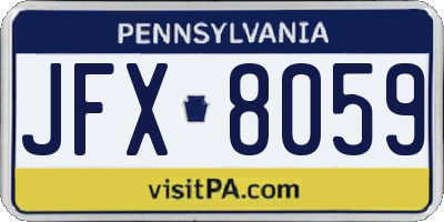 PA license plate JFX8059