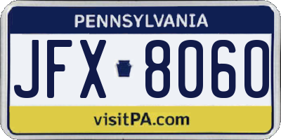PA license plate JFX8060
