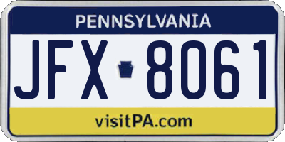 PA license plate JFX8061