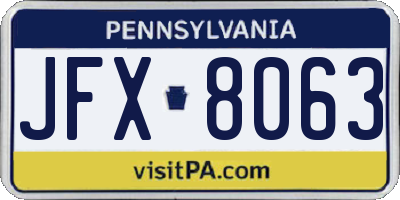 PA license plate JFX8063