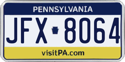 PA license plate JFX8064