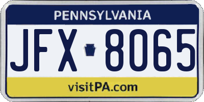 PA license plate JFX8065