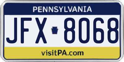 PA license plate JFX8068