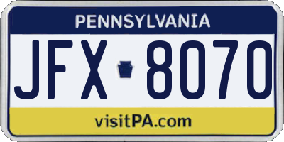 PA license plate JFX8070