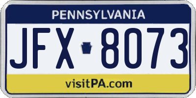 PA license plate JFX8073