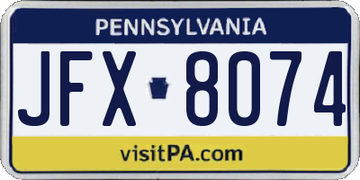 PA license plate JFX8074