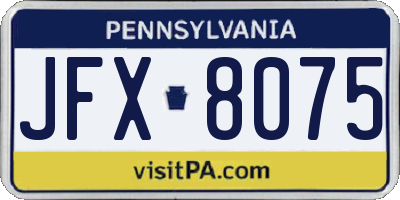 PA license plate JFX8075