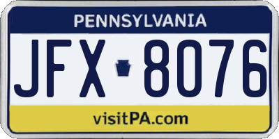 PA license plate JFX8076