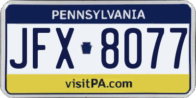 PA license plate JFX8077