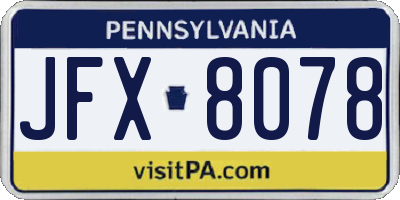 PA license plate JFX8078