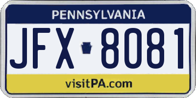 PA license plate JFX8081