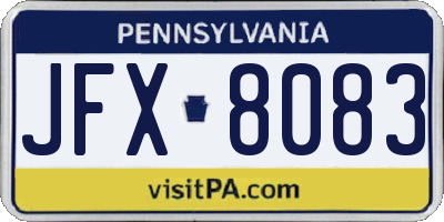 PA license plate JFX8083