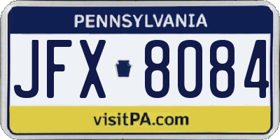 PA license plate JFX8084