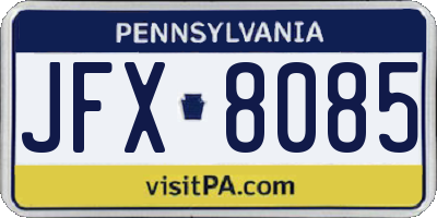 PA license plate JFX8085