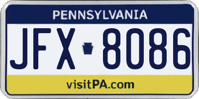 PA license plate JFX8086