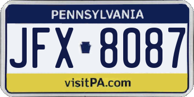 PA license plate JFX8087