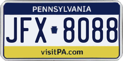 PA license plate JFX8088