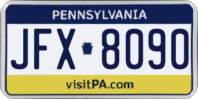 PA license plate JFX8090