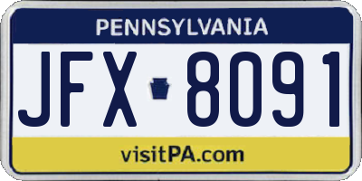 PA license plate JFX8091