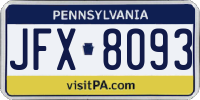 PA license plate JFX8093