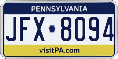 PA license plate JFX8094