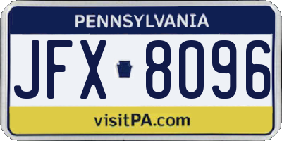 PA license plate JFX8096