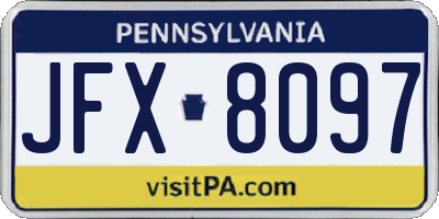 PA license plate JFX8097