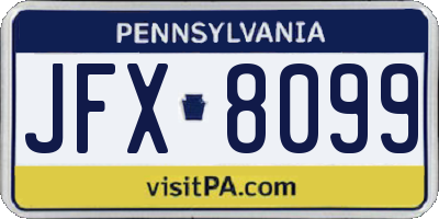 PA license plate JFX8099