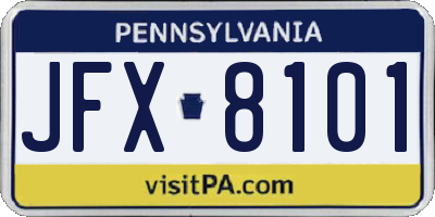 PA license plate JFX8101