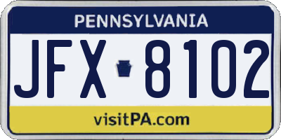 PA license plate JFX8102