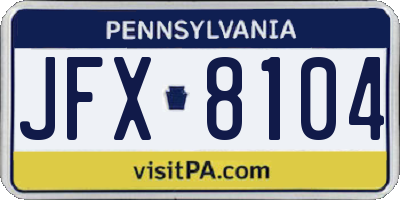 PA license plate JFX8104