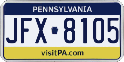 PA license plate JFX8105