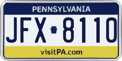 PA license plate JFX8110