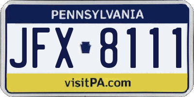 PA license plate JFX8111
