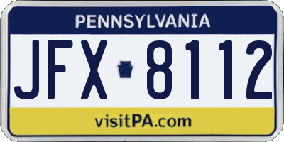 PA license plate JFX8112