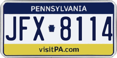 PA license plate JFX8114