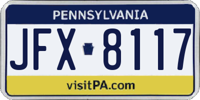 PA license plate JFX8117