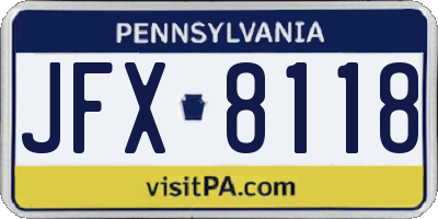 PA license plate JFX8118
