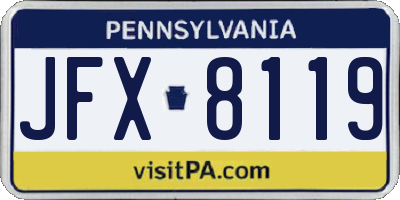 PA license plate JFX8119