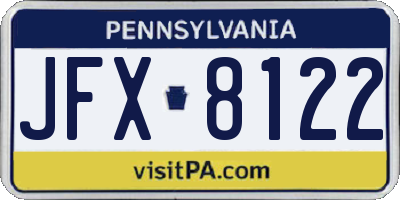 PA license plate JFX8122