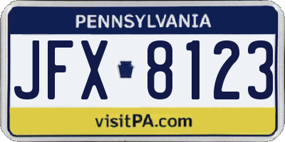 PA license plate JFX8123