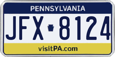 PA license plate JFX8124