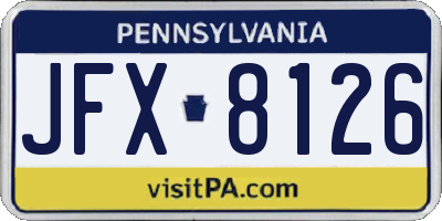 PA license plate JFX8126