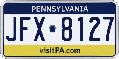 PA license plate JFX8127