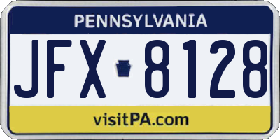 PA license plate JFX8128