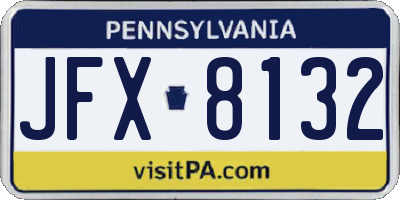 PA license plate JFX8132