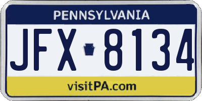 PA license plate JFX8134