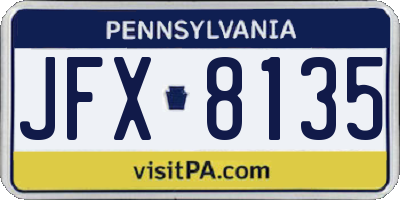 PA license plate JFX8135
